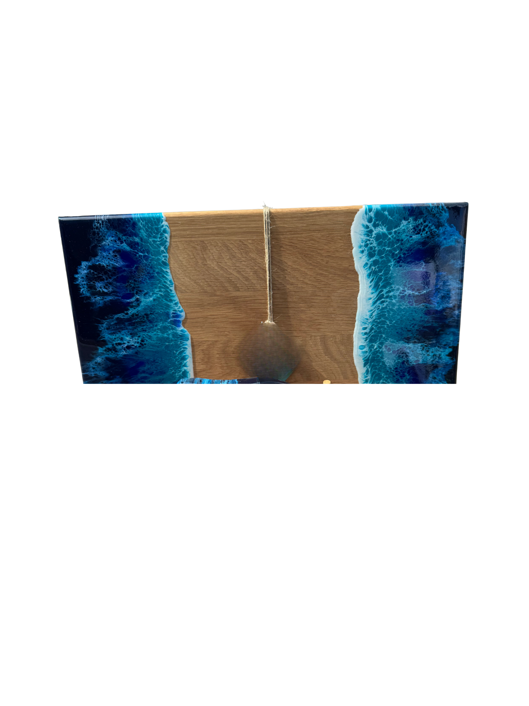 White Oak Rectangle Board (Epoxy on Right and Left Sides of Board) - Deep Blue Wave Collection