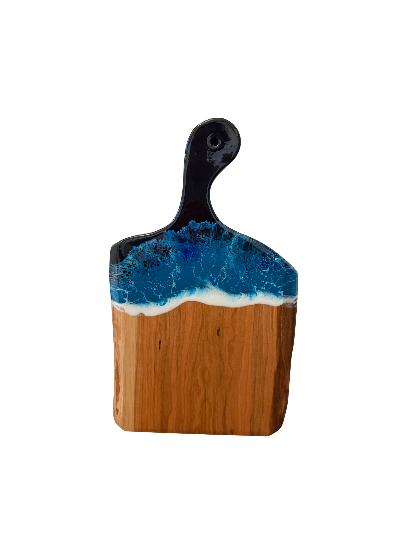 Live Edge Artisan Wood Serving Board (Cherry) - Deep Blue Wave Collection (3 Options)