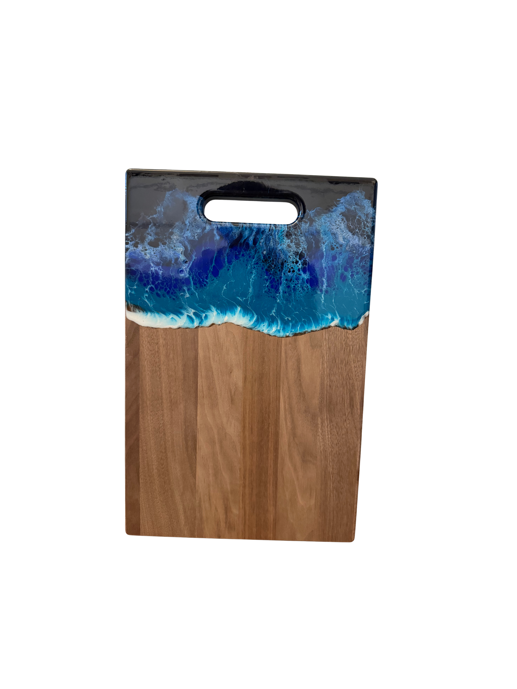 Large Rectangle Board with Cutout Handle (Walnut) - Deep Blue Wave (3 Options)