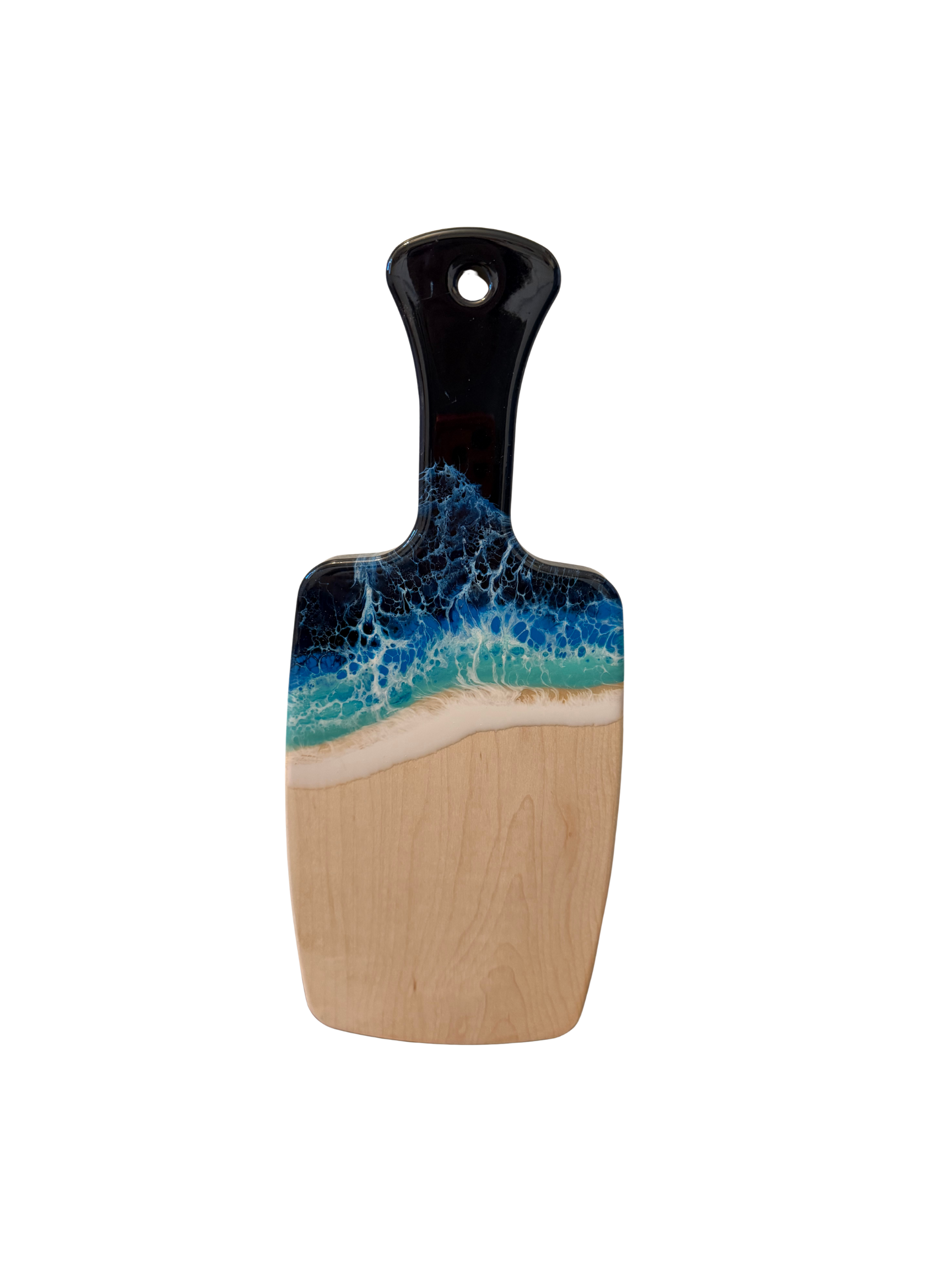 Small Serving Board with Handle (Maple) - Deep Blue Wave (3 Options)