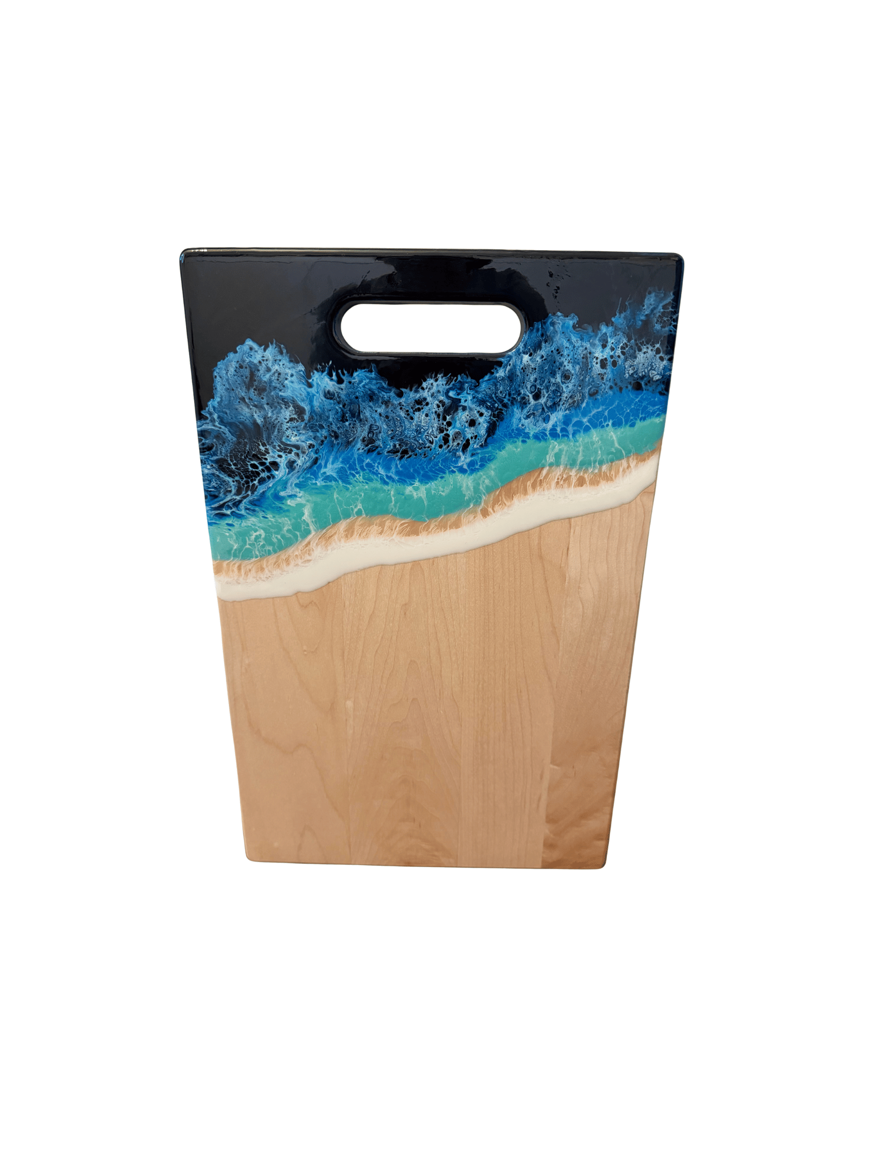 Large Rectangle Board with Cutout Handle (Maple) - Deep Blue Wave (3 Options)