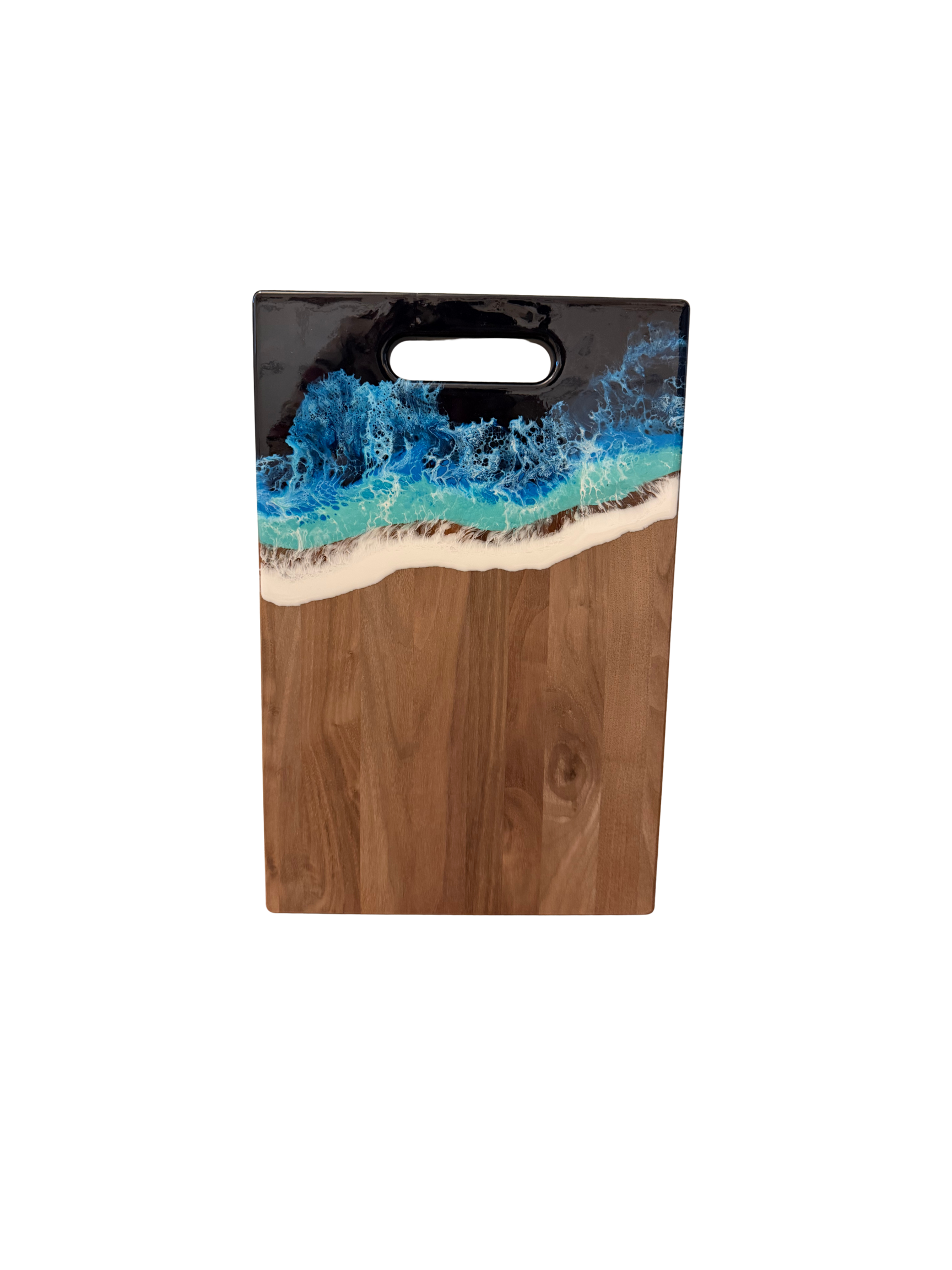 Large Rectangle Board with Cutout Handle (Walnut) - Deep Blue Wave (3 Options)