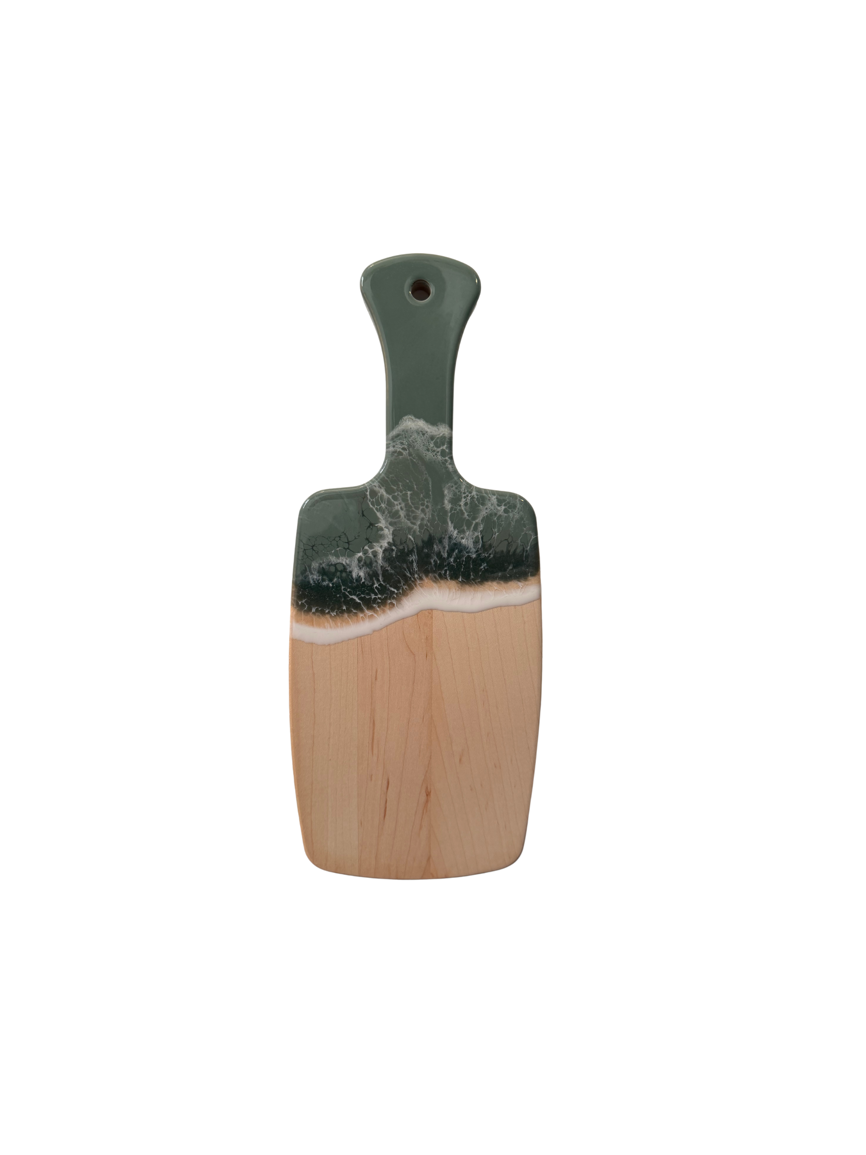 Small Serving Board with Handle (Maple) - Salty Sage Coastal (Green-Gray)