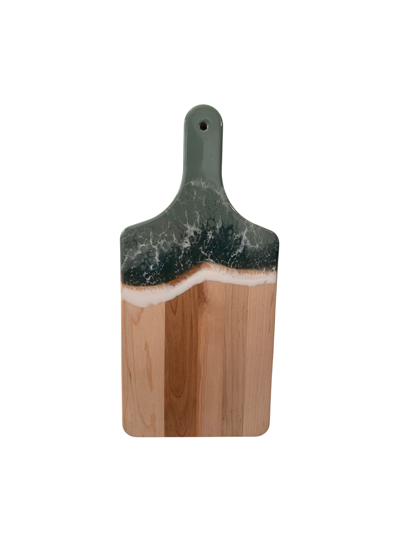 Large Cheese Board with Handle (Maple) - Salty Sage Coastal (Green-Gray)