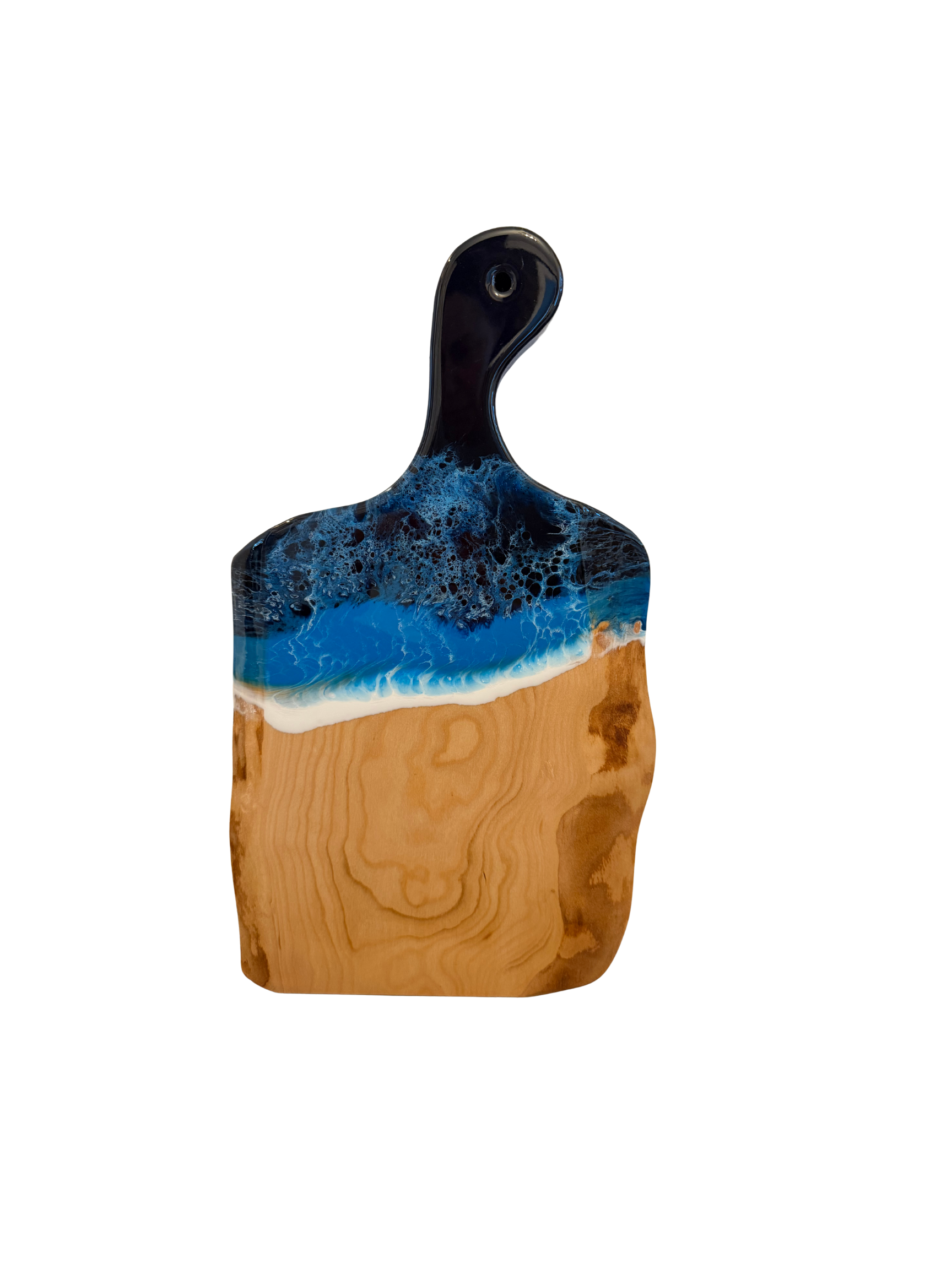 Live Edge Artisan Wood Serving Board (Cherry) - Deep Blue Wave Collection (3 Options)