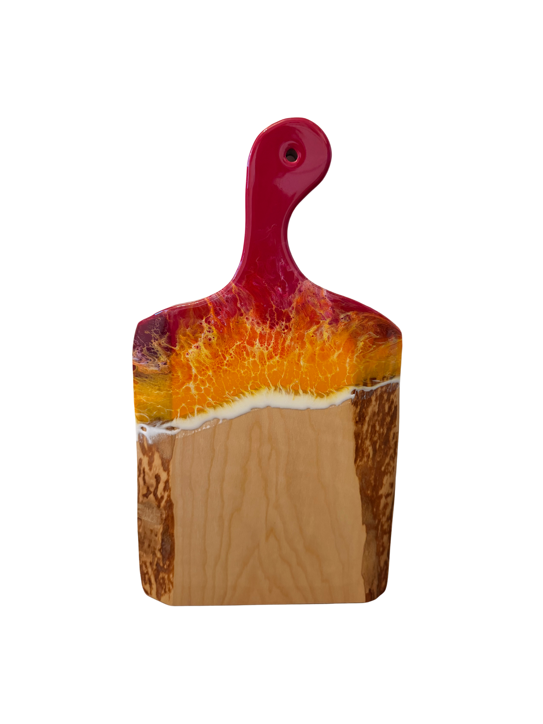 Live Edge Artisan Wood Serving Board (Cherry) - Sunset Flame