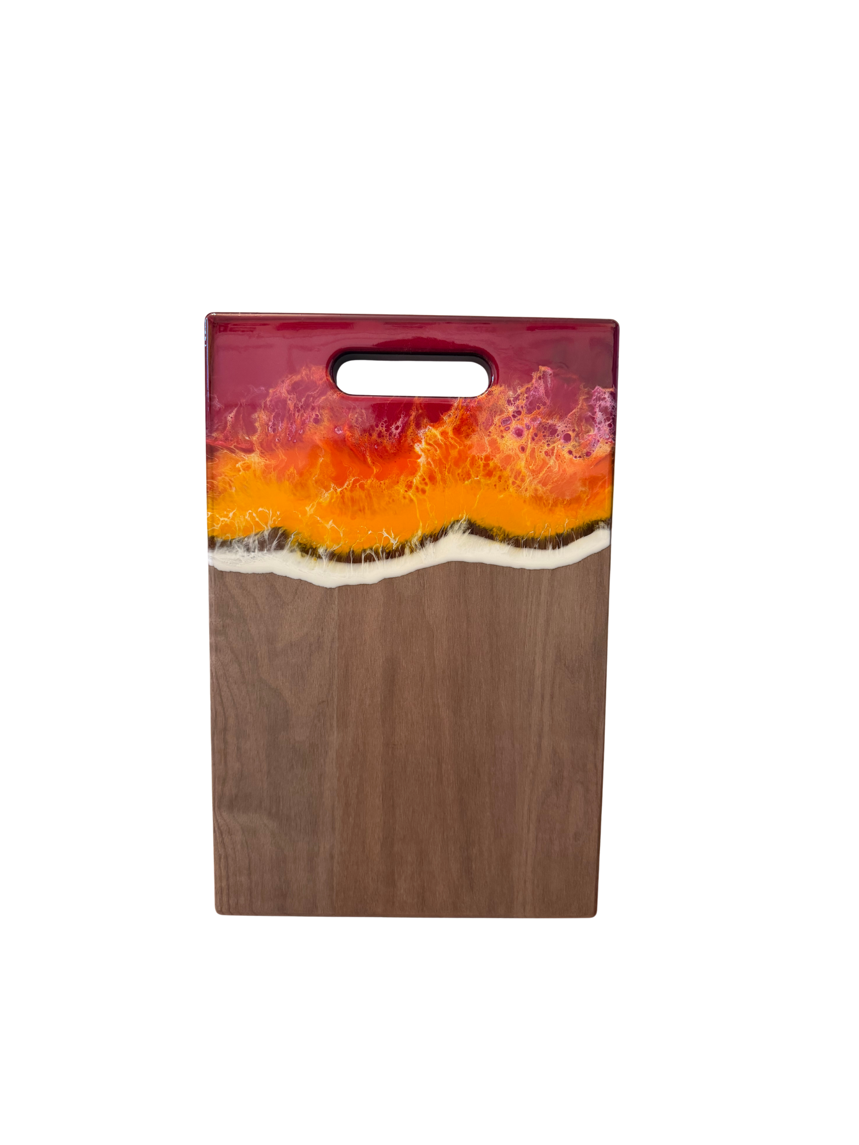 Large Rectangle Board with Cutout Handle (Walnut) - Sunset Flame
