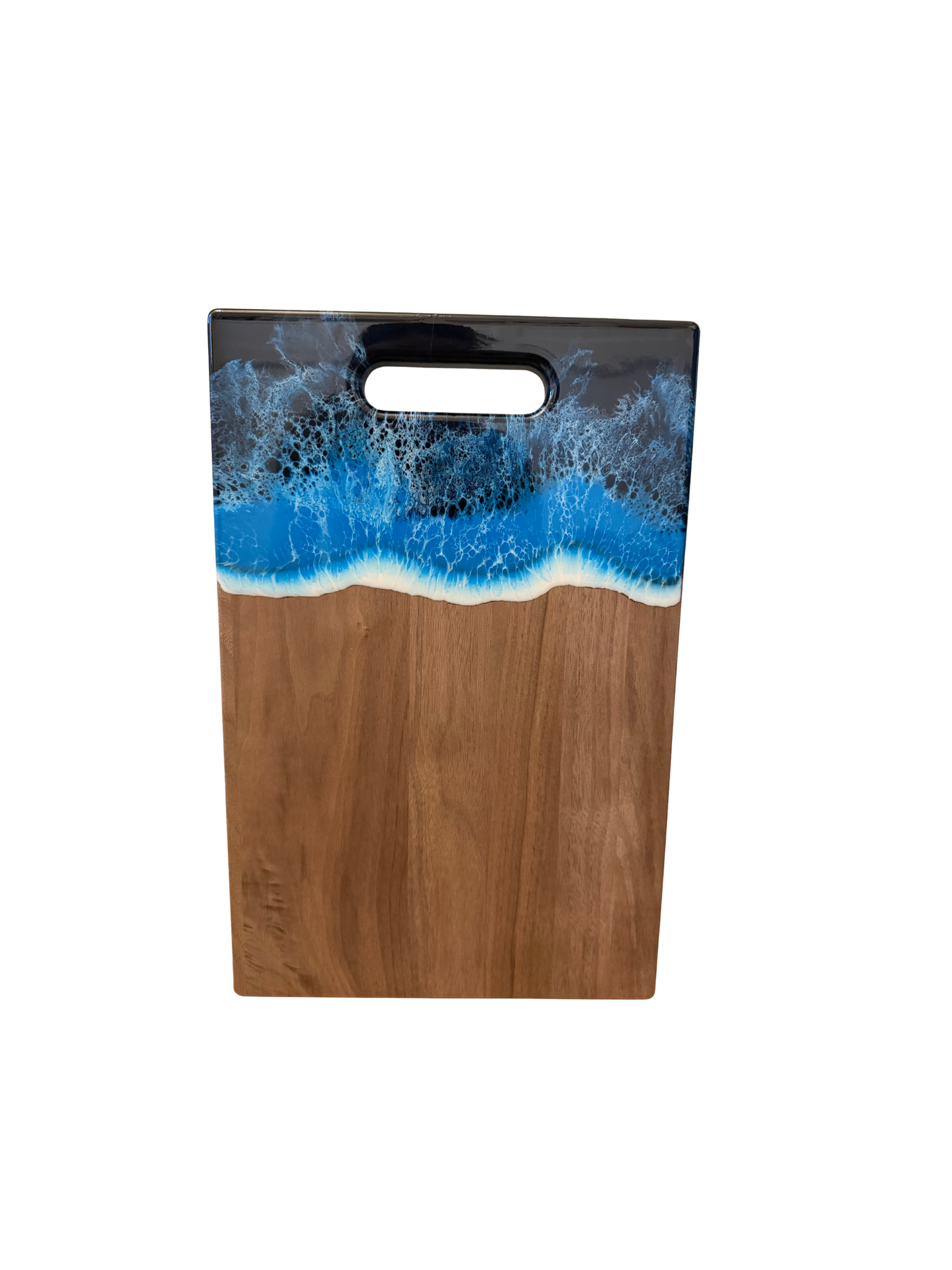 Large Rectangle Board with Cutout Handle (Walnut) - Deep Blue Wave (3 Options)