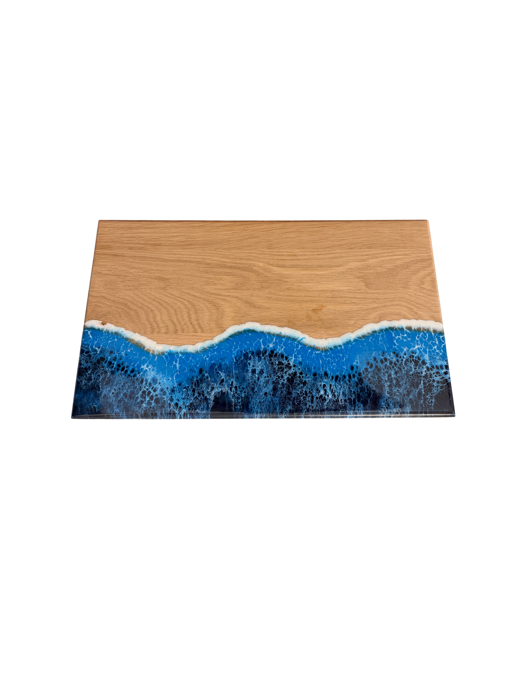 White Oak Rectangle Board (Epoxy along bottom quarter of board) - Deep Blue Wave Collection
