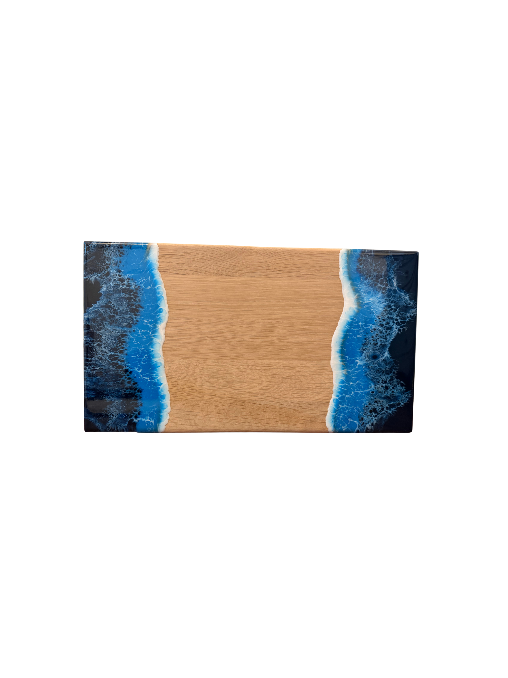 White Oak Rectangle Board (Epoxy on Right and Left Sides of Board) - Deep Blue Wave Collection
